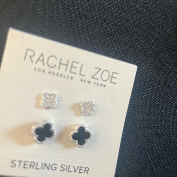 Rachel Zoe Sterling Silver and Black Stud Earrings - Picture 1 of 3